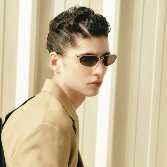 Balenciaga BB0245S 003 Geometric Sunglasses - Gold/Brown - Picture 3 of 8